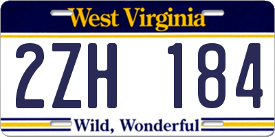 WV license plate 2ZH184