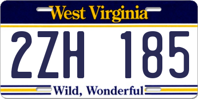 WV license plate 2ZH185