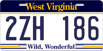 WV license plate 2ZH186
