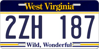 WV license plate 2ZH187