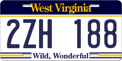 WV license plate 2ZH188