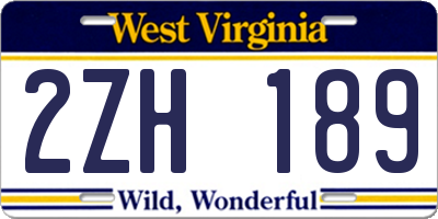 WV license plate 2ZH189