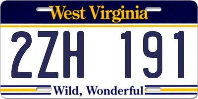 WV license plate 2ZH191