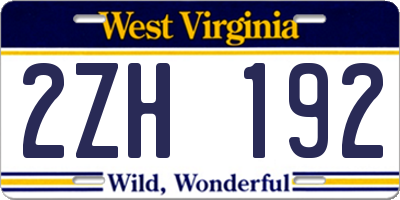 WV license plate 2ZH192