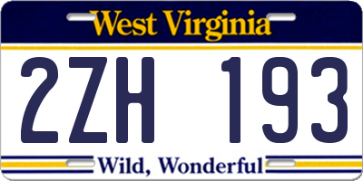WV license plate 2ZH193