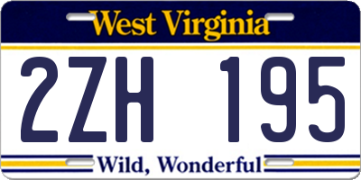 WV license plate 2ZH195