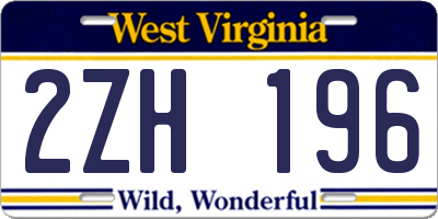 WV license plate 2ZH196