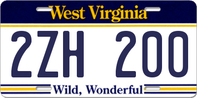 WV license plate 2ZH200