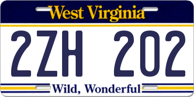 WV license plate 2ZH202