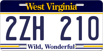 WV license plate 2ZH210