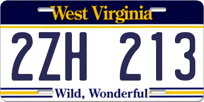 WV license plate 2ZH213