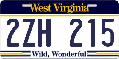 WV license plate 2ZH215