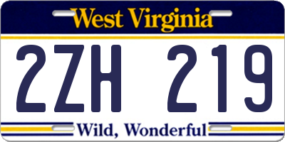 WV license plate 2ZH219