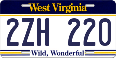 WV license plate 2ZH220