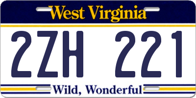 WV license plate 2ZH221