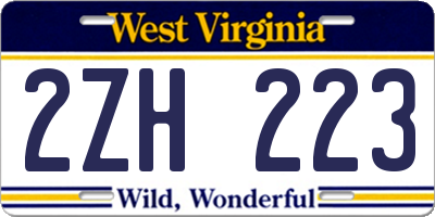 WV license plate 2ZH223