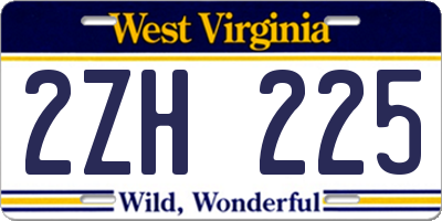 WV license plate 2ZH225