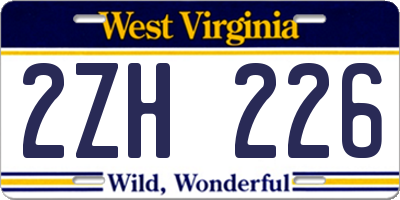 WV license plate 2ZH226