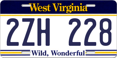 WV license plate 2ZH228