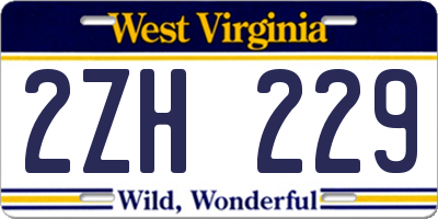WV license plate 2ZH229