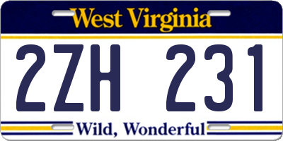 WV license plate 2ZH231