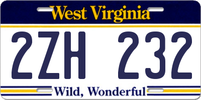 WV license plate 2ZH232