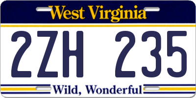 WV license plate 2ZH235