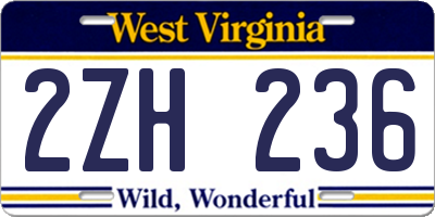WV license plate 2ZH236