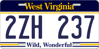 WV license plate 2ZH237
