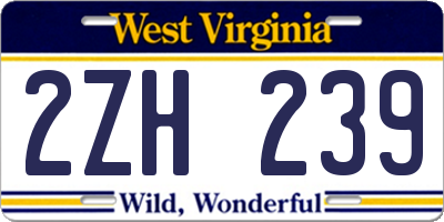 WV license plate 2ZH239