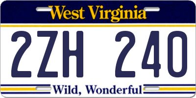 WV license plate 2ZH240