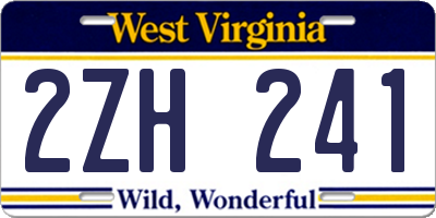 WV license plate 2ZH241