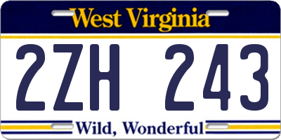 WV license plate 2ZH243