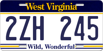WV license plate 2ZH245