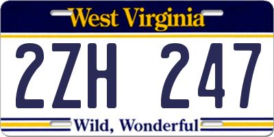 WV license plate 2ZH247
