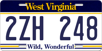 WV license plate 2ZH248