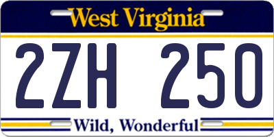 WV license plate 2ZH250
