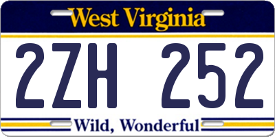WV license plate 2ZH252