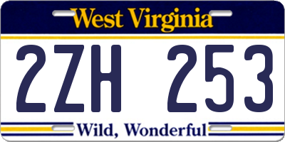 WV license plate 2ZH253