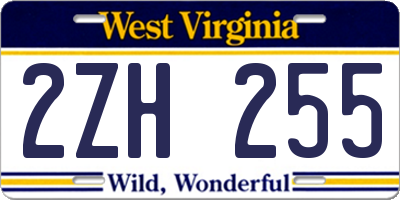 WV license plate 2ZH255
