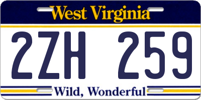WV license plate 2ZH259