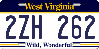 WV license plate 2ZH262