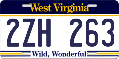 WV license plate 2ZH263
