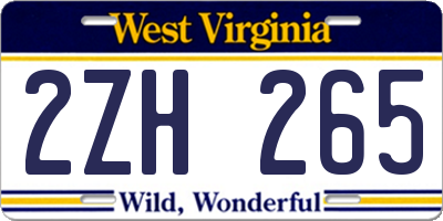 WV license plate 2ZH265