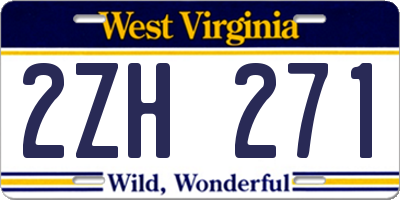 WV license plate 2ZH271