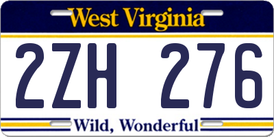 WV license plate 2ZH276