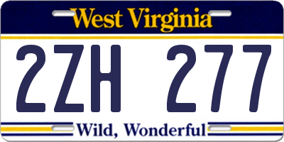 WV license plate 2ZH277