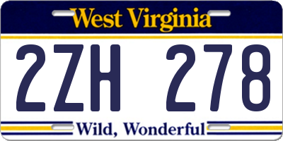 WV license plate 2ZH278