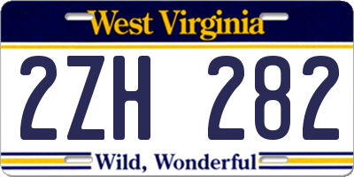 WV license plate 2ZH282
