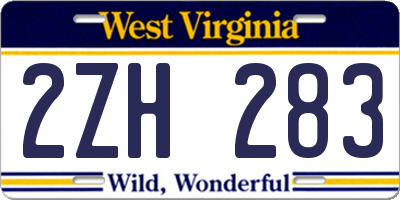 WV license plate 2ZH283